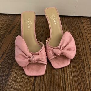 42 Gold pink bow heels